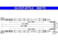 ATE 24.3727-0775.2 Hand brake cable
