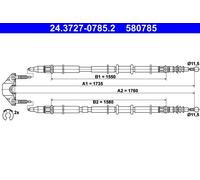ATE Handbrake Cable 24.3727-0785.2 Fits Opel/Vauxhall Astra H Estate/Van