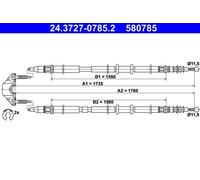 ATE Handbrake Cable 24.3727-0785.2 Fits Opel/Vauxhall Astra H Estate/Van