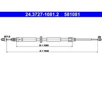 Fits ATE 24.3727-1081.2 Cable Pull, parking brake 24.3727-1081.2 Hand ⭐UK Stock⭐