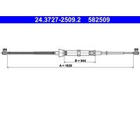 Fits ATE 24.3727-2509.2 Cable Pull, parking brake 24.3727-2509.2 Hand ⭐UK Stock⭐