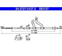 Parking brake cables ATE 24.3727-3127.2 for HYUNDAI