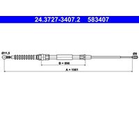 ATE Parking Brake Cable 24.3727-3407.2 for VW AXW/BLR/BVZ/BVY/BLY/BLX 2.0L 4cyl