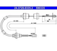 ATE 24.3728-0335.2 Clutch Cable
