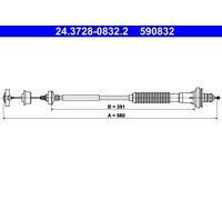 ATE CLUTCH CONTROL CABLE PULL 24372808322 FOR PEUGEOT