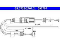ATE 24.3728-2707.2 Clutch Cable