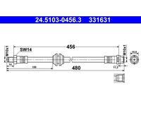 Flexible brake hose 24.5103-0456.3 ATE for MERCEDES-BENZ V-CLASS VITO Van EQV
