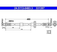 ATE Brake Hose 24.5113-0483.3 – Front Flexible for Mercedes-Benz S-Class (S 350/S 280/300 SE)