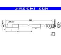 ATE Brake Hose 24.5123-0380.3 - Flexible - Fits Mercedes-Benz S-Class, E-Class T-Model