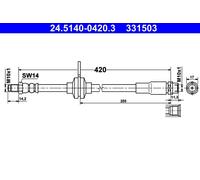 ATE Brake Hose 24.5140-0420.3 – Flexible Brake Line for Ford C‑MAX II, Grand C‑MAX, Focus III