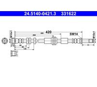 Flexible brake hose 24.5140-0421.3 ATE for AUDI A7 Sportback A6 C7 A6 C7 Avant