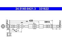 ATE Flexible Brake Hose 24.5140-0421.3 for AUDI A7 Sportback, A6 C7, A6 C7 Avant