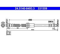 ATE Brake Hose 24.5140-0493.3 for Mercedes-Benz GLK-Class (X204) 2044200748