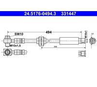 ATE Brake Hose 24.5176-0494.3 – Fits Opel/Vauxhall Saab Chevrolet Insignia A Saloon