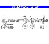 Brake Hose ATE 24.5176-0661.3 for OPEL ASTRA J GTC 1.7 2012-2013
