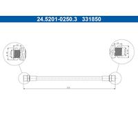 ATE Brake Hose 24.5201-0250.3 for Mercedes-Benz OM364.909/908/951 4.0L 4-cyl Unimog