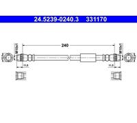 Flexible brake hose 24.5239-0240.3 ATE for FIAT PEUGEOT CITROËN