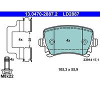 ATE Brake Pad Set 13.0470-2887.2 – Disc Brake – Fits VW Audi Seat Skoda