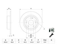 Bosch BD2821 Brake Discs - Rear Axle - ECE-R90 Certified - 1 Set of 2 Discs
