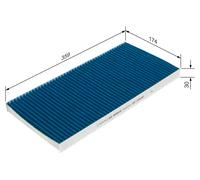 0986 628 585 Interior Air Cabin Pollen Filter Activated Carbon 30mm Height Bosch