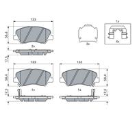 Genuine BOSCH Front Brake Pad Set for Kia Rio CRDi D4FC 1.4 (09/2011-12/2017)