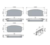 Bosch BP1357 - Brake Pads Car Rear Axle - Bosch Quality - Reduced Noise and Dust - ECE-R90 Certified - Copper-Free - 1 Set of 4 Pads - With Accessories