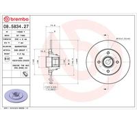 BREMBO Brake Disc Solid Rear Axle Braking Fits Renault 19 Clio Megane 08.5834.27