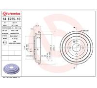 Fits BREMBO 14.E275.10 Ham drum. i20 RIO III