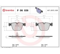 P06026 Rear Brake Pad Set 4x Pads Prepared For Wear Indicator Braking By Brembo