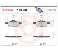 Brembo Brake Pads Set Front P06030 34111503076 34112167233 34116761287 23281 New