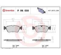 P06035 Front Brake Pad Set 4x Pads Prepared For Wear Indicator Braking By Brembo