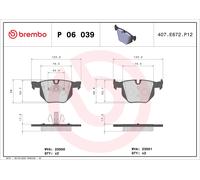 Brake pads P 06 039 BREMBO for BMW 3 Touring 3 3 Convertible 3 Coupe X1