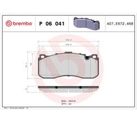 P06041 Front Brake Pad Set 4x Pads Prepared For Wear Indicator Braking By Brembo