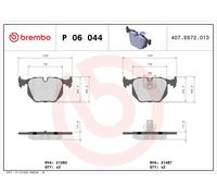 Brembo P06044 Rear Disc Brake Pad - Set of 4 | Compatible with: BMW 3, 3 Convertible, 3 Coupe, 3 Touring, X3, Land Rover Range III