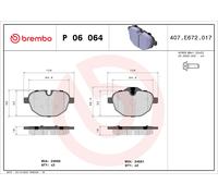 P06064 Rear Brake Pad Set 4x Pads Prepared For Wear Indicator Braking By Brembo