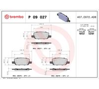 Zestaw klocków hamulcowych, hamulce tarczowe BREMBO P 09 027
