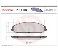 Brake pads P 11 017 BREMBO for CHRYSLER DODGE LANCIA
