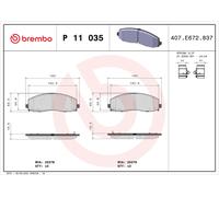 Brake pads P 11 035 BREMBO for FIAT LANCIA VW CHRYSLER DODGE JEEP