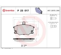 Fits BREMBO P 23 017 Brake Pad Set, Disc Brake