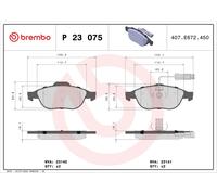 Brembo Brake Pad Set P 23 075 – Front Disc – Fits Alfa Romeo/Fiat/Lancia – Set of 4