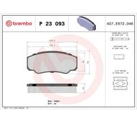 Rear Brake Pad Set BREMBO P 23 093 for Fiat/Citroen/Peugeot Ducato/Relay/Jumper/