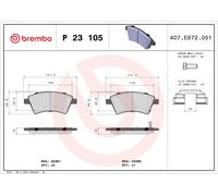 Brembo P23105 Brake Pad Set Replacement Fits Fiat Sedici 2.0 D Multijet 4x4