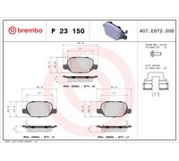 Brembo Brake Pads Rear P23150 – Anti-Squeak Plate – Fits Fiat 500L 2012-2018 (No Accessories)