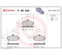 BREMBO P 28 020 Brake pad set