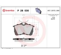 Brake pads P 28 030 BREMBO for HONDA ACCORD VI ACCORD Mk VII Hatchback