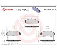 Fits BREMBO P 28 034X Brake Pad Set, Disc Brake