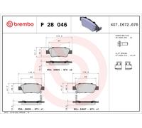 Fits BREMBO P 28 046 Brake Pad Set, disc brake P 28 046 Brake pads set rear , f