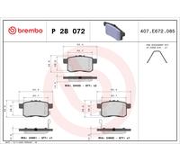 Brembo Brake Pads P 28 072 – Rear Set – for Honda Accord VIII / Accord VIII Estate