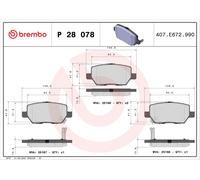 Brembo Brake Pad Set P 28 078 - Disc Brake for Honda/Acura RL Legend IV