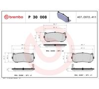 Rear Brake Pad Set BREMBO P 30 008 for Kia Carens/Spectra/Mentor/Sephia/Shuma/Cl